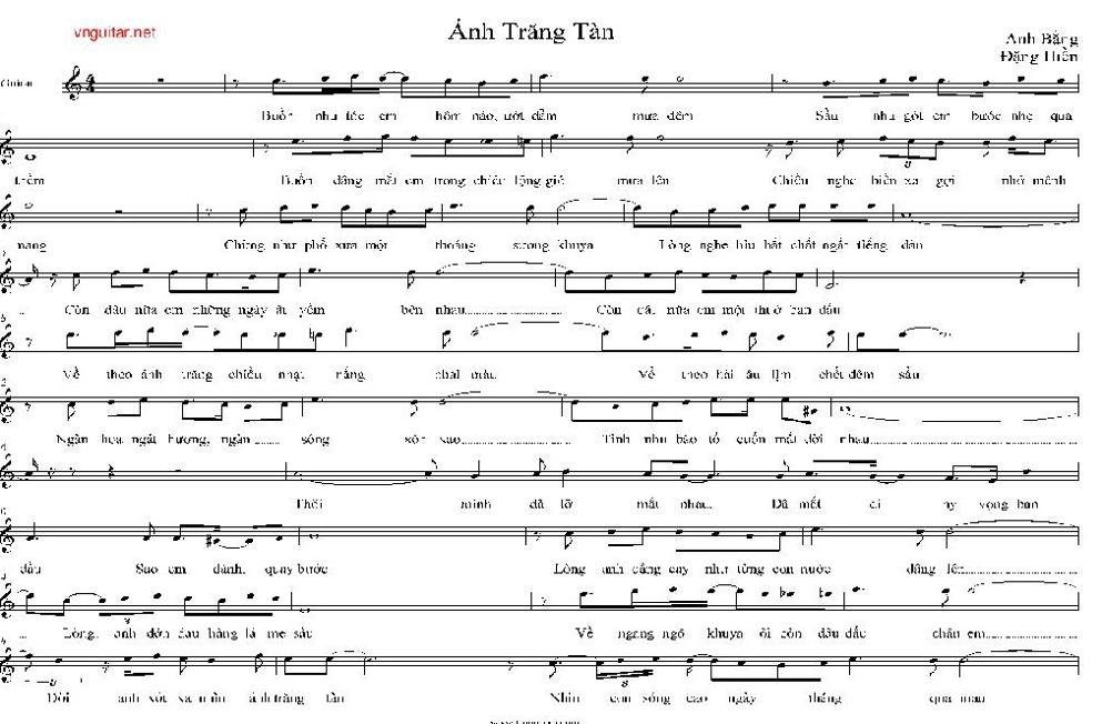 Sheet nhạc Ánh Trăng Tan